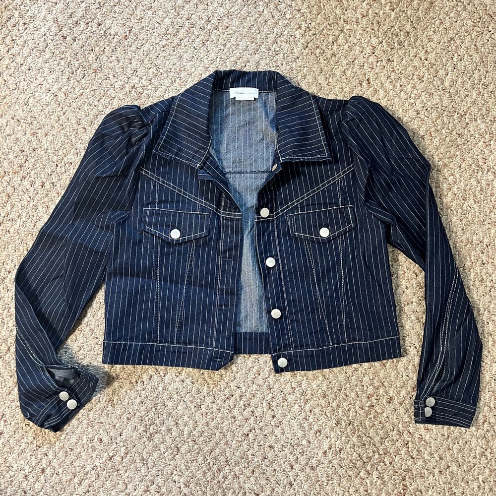 Lovers + Friends Pinstripe Denim Jacket - Picture 1 of 10